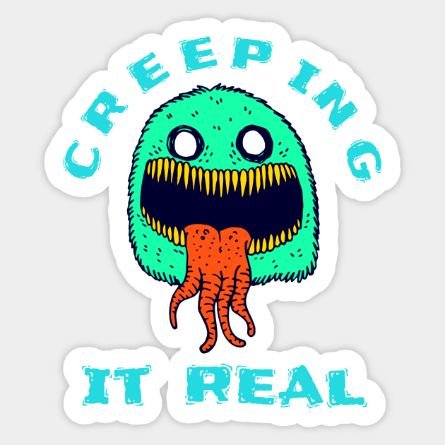 Creeping it Real Funny Halloween Monster Gifts Sticker by gillys